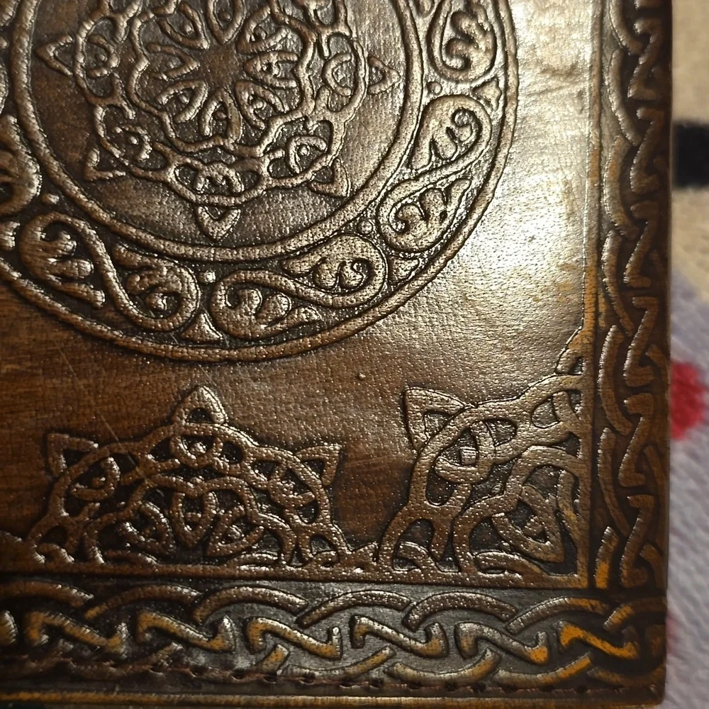 ♥️BUY 2 GET 1 FREE Earthbound Brown Embossed Clock Leather Journal